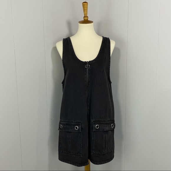 Forever 21 Black Denim Zippered Front Jumper Dress - Picture 2 of 12